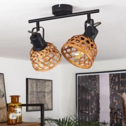 Style Boho-Chic-hofstein Plafonnier Aeschi Noir, 2 lumières