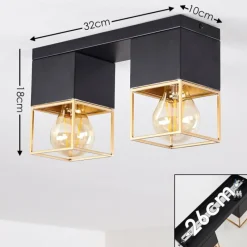 Lampes Vintages & Rétros-hofstein Plafonnier Agawam Noir, 2 lumières