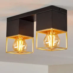 Lampes Vintages & Rétros-hofstein Plafonnier Agawam Noir, 2 lumières