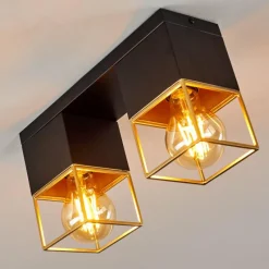 Lampes Vintages & Rétros-hofstein Plafonnier Agawam Noir, 2 lumières