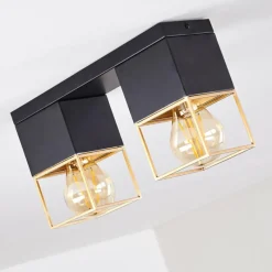 Lampes Vintages & Rétros-hofstein Plafonnier Agawam Noir, 2 lumières