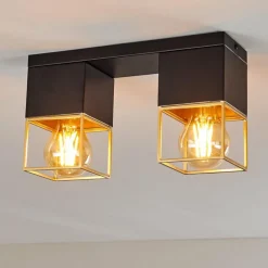 Lampes Vintages & Rétros-hofstein Plafonnier Agawam Noir, 2 lumières