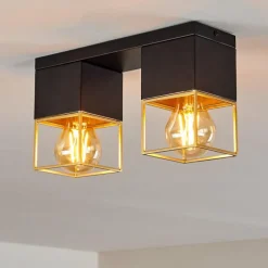 Lampes Vintages & Rétros-hofstein Plafonnier Agawam Noir, 2 lumières