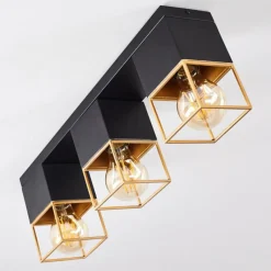 Lampes Dorées-hofstein Plafonnier Agawam Or, Laiton, Noir, 3 lumières