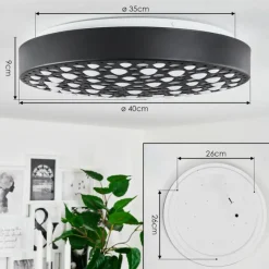 hofstein Plafonnier Agodim LED Noir, Blanc, 1 lumière, Télécommandes, Changeur de couleurs