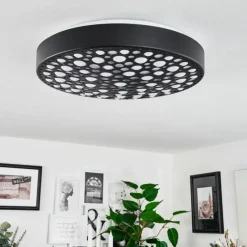 hofstein Plafonnier Agodim LED Noir, Blanc, 1 lumière, Télécommandes, Changeur de couleurs