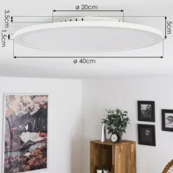 hofstein Plafonnier Ailik LED Blanc, 1 lumière, Télécommandes