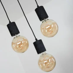 Style Boho-Chic-hofstein Plafonnier Ajaccio Bois clair, Noir, 6 lumières