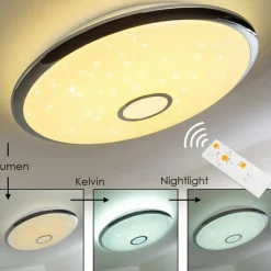 hofstein Plafonnier Alar LED Chrome, Blanc, 1 lumière, Télécommandes