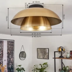 Lampes Vintages & Rétros-hofstein Plafonnier Albo Noir, 1 lumière