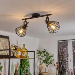 Lampes Industrielles-hofstein Plafonnier Albreda Noir, 2 lumières