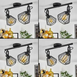 Lampes Industrielles-hofstein Plafonnier Albreda Noir, 2 lumières