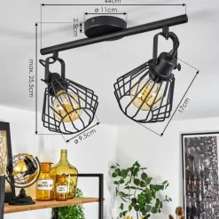 Lampes Industrielles-hofstein Plafonnier Albreda Noir, 2 lumières