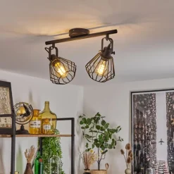 Lampes Industrielles-hofstein Plafonnier Albreda Noir, 2 lumières