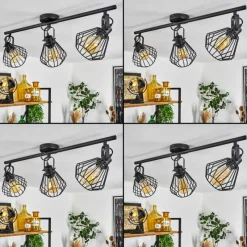 Lampes Industrielles-hofstein Plafonnier Albreda Noir, 3 lumières