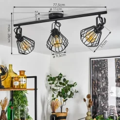 Lampes Industrielles-hofstein Plafonnier Albreda Noir, 3 lumières