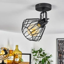 Lampes Industrielles-hofstein Plafonnier Albreda Noir, 1 lumière