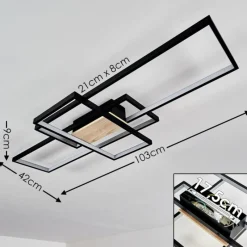 hofstein Plafonnier Alnarp LED Bois clair, Noir, 1 lumière