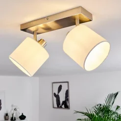 Lampes En Tissu-hofstein Plafonnier Alsen Nickel mat, 2 lumières