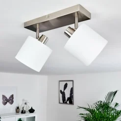 Lampes En Tissu-hofstein Plafonnier Alsen Nickel mat, 2 lumières