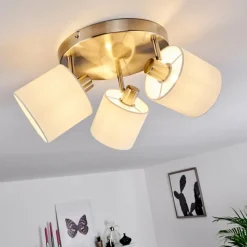 Lampes En Tissu-hofstein Plafonnier Alsen Nickel mat, 3 lumières