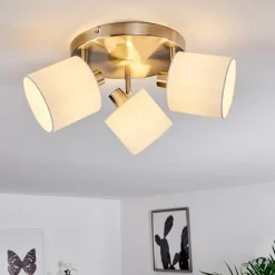 Lampes En Tissu-hofstein Plafonnier Alsen Nickel mat, 3 lumières