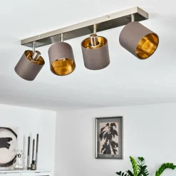 Lampes En Tissu-hofstein Plafonnier Alsen Nickel mat, 4 lumières