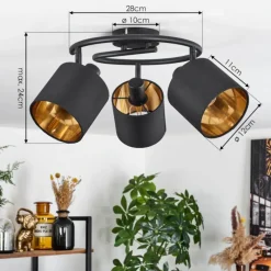 Lampes En Tissu-hofstein Plafonnier Alsen Noir, 3 lumières