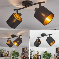Lampes En Tissu-hofstein Plafonnier Alsen Noir, 2 lumières