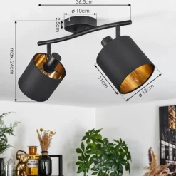 Lampes En Tissu-hofstein Plafonnier Alsen Noir, 2 lumières