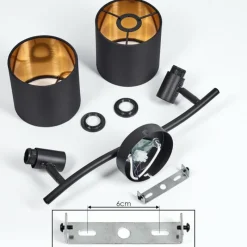 Lampes En Tissu-hofstein Plafonnier Alsen Noir, 2 lumières