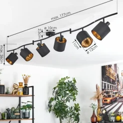 Lampes En Tissu-hofstein Plafonnier Alsen Noir, 6 lumières