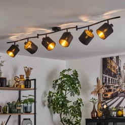 Lampes En Tissu-hofstein Plafonnier Alsen Noir, 6 lumières