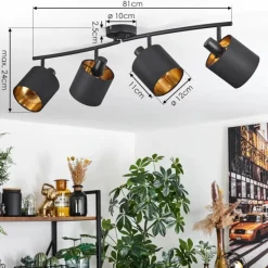 Lampes En Tissu-hofstein Plafonnier Alsen Noir, 4 lumières