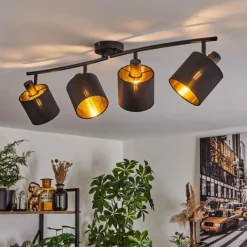 Lampes En Tissu-hofstein Plafonnier Alsen Noir, 4 lumières