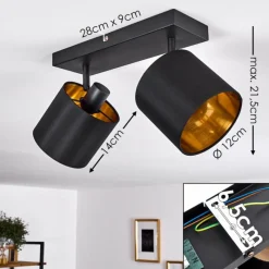 Lampes En Tissu-hofstein Plafonnier Alsen Noir doré, 2 lumières