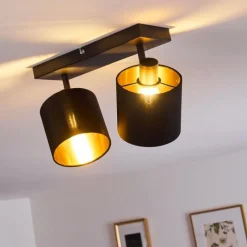 Lampes En Tissu-hofstein Plafonnier Alsen Noir doré, 2 lumières
