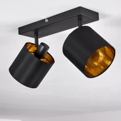 Lampes En Tissu-hofstein Plafonnier Alsen Noir doré, 2 lumières