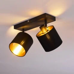 Lampes En Tissu-hofstein Plafonnier Alsen Noir doré, 2 lumières