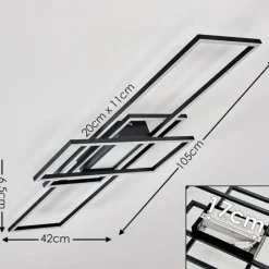 hofstein Plafonnier Alsterbro LED Noir, 1 lumière, Télécommandes