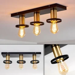 Lampes Dorées-hofstein Plafonnier Alvesta Or, Laiton, Noir, 3 lumières