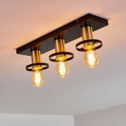 Lampes Dorées-hofstein Plafonnier Alvesta Or, Laiton, Noir, 3 lumières