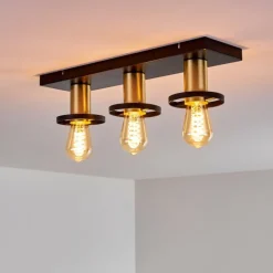 Lampes Dorées-hofstein Plafonnier Alvesta Or, Laiton, Noir, 3 lumières