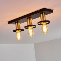 Lampes Dorées-hofstein Plafonnier Alvesta Or, Laiton, Noir, 3 lumières