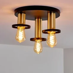 Lampes Dorées-hofstein Plafonnier Alvesta Or, Laiton, Noir, 3 lumières