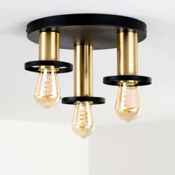 Lampes Dorées-hofstein Plafonnier Alvesta Or, Laiton, Noir, 3 lumières