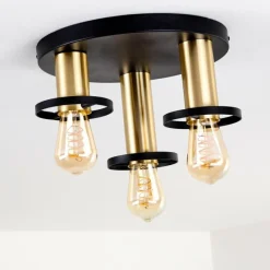 Lampes Dorées-hofstein Plafonnier Alvesta Or, Laiton, Noir, 3 lumières