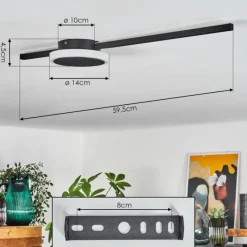 hofstein Plafonnier Amdal LED Noir, 2 lumières