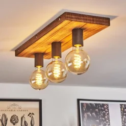 Lampes Vintages & Rétros-hofstein Plafonnier Amnicon Bois clair, Noir, 3 lumières