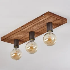 Lampes Vintages & Rétros-hofstein Plafonnier Amnicon Bois clair, Noir, 3 lumières
